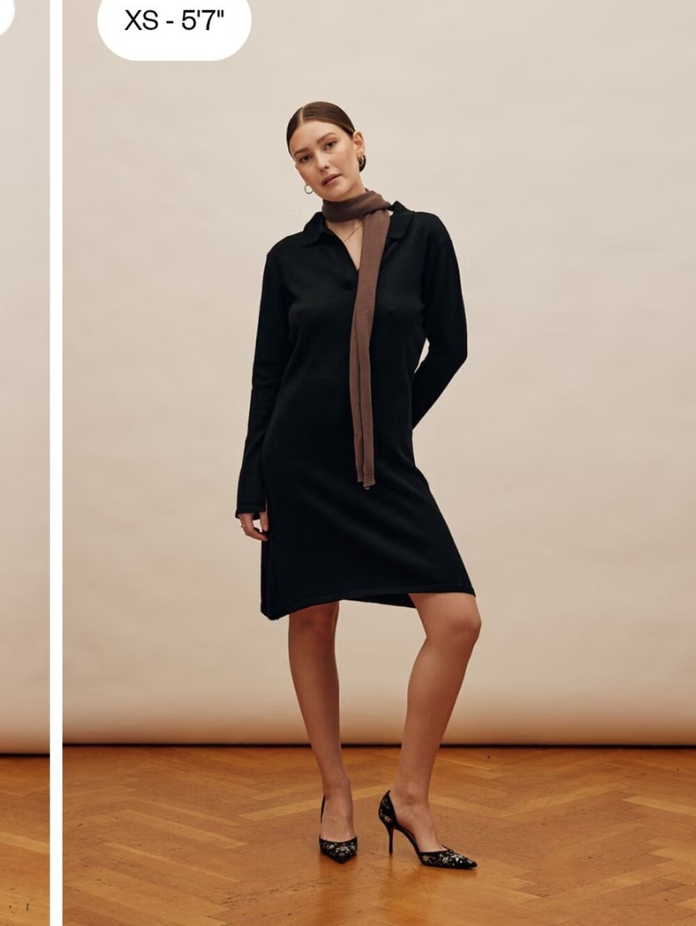 Djerf Avenue Black Long-Sleeve Getaway Dress Black - Tall Size XL Nwt